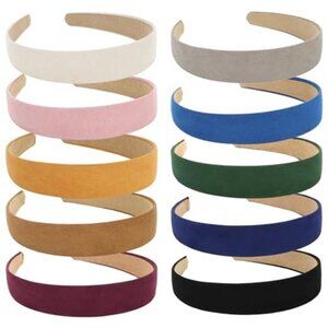 Wide Headbands for Women Girls 10pcs Suede Non Slip Hair Accessories Colorful